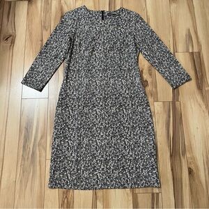 J. McLaughlin Sophia Sheath Dress Sz M Brown Geometric Catalina Cloth 3/4 Sleeve
